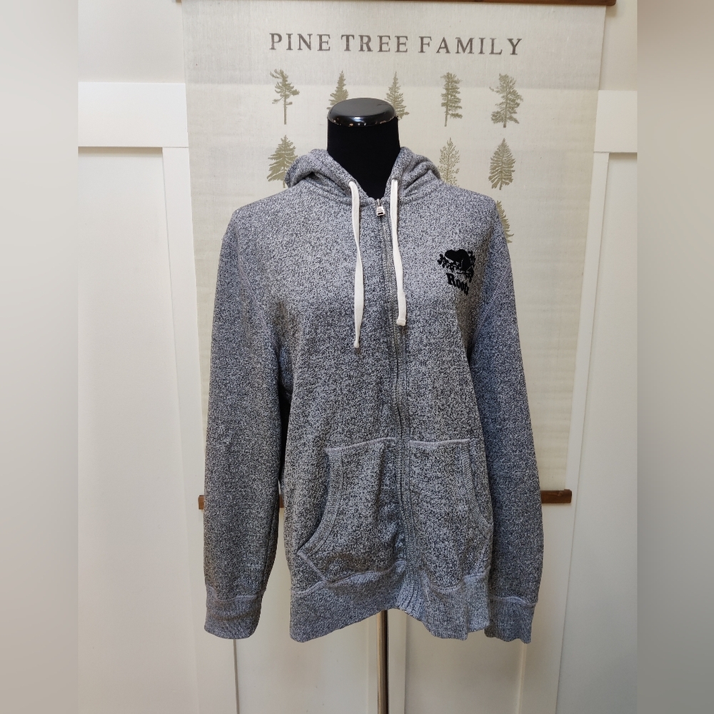 Roots Canada Salt & Pepper Full Zip Hoodie - Grey - Large - Picture 2 of 9